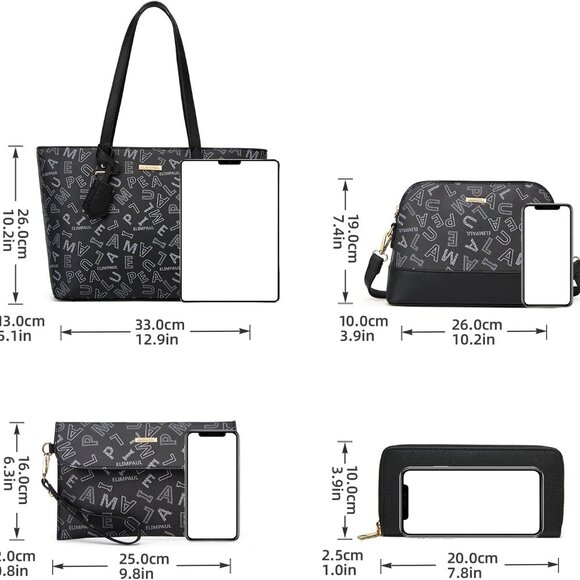 Women Fashion Handbag Wallet Tote Bag Shoulder Bag Top Handle Satchel Purse Set - Picture 4 of 6